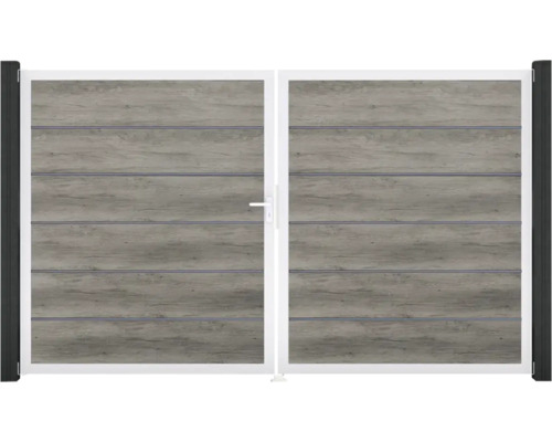 Dvojitá drevená brána s kovovým rámom