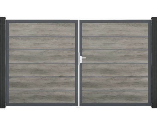 Dvojkrídlová brána s dreveným vzhľadom a kľučkou