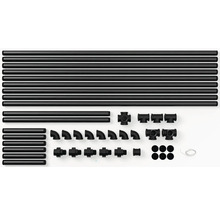 Regálový systém jednotlivé diely s rúrkami, spojkami a koncovkami