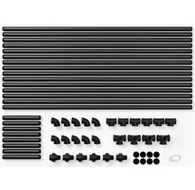 Regálový systém s rúrkami, rohovými kusmi, T-kusmi a nožičkami