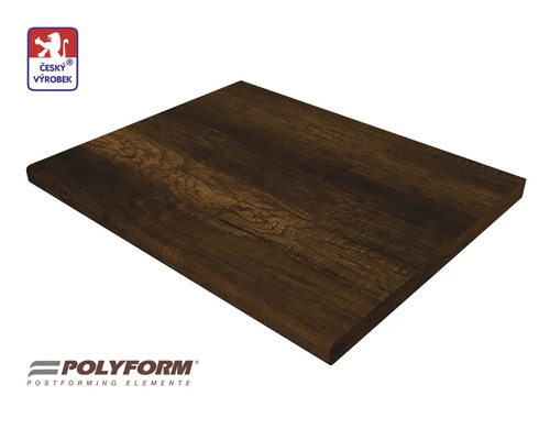Kuchynská pracovná doska na mieru DUB TMAVÝ 3,8x60 cm, dĺžka 50-300 cm Tmavá drevená doska s drevenou štruktúrou a logom Polyform