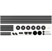 Jednotlivé diely pre regál z rúrok, rúrkových oblúkov, T-kusov, prírub a skrutiek