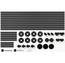 Stavebnica s rúrkami, prírubami a spojkami na stavbu nábytku