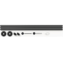 Rúrková polica s rúrkami, prírubami, uholníkmi, skrutkami, hmoždinkami a upevňovacím materiálom