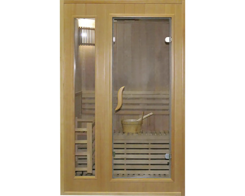 Sauna s dreveným interiérom a sklenenými dverami