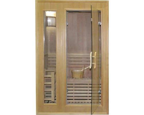 Sauna s dreveným interiérom a sklenenými dverami