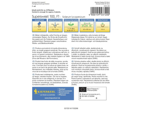 Balenie semien paradajky Supersweet 100 F1