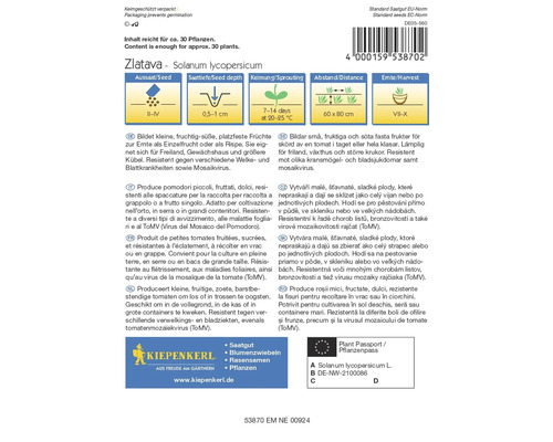 Balenie semien paradajky Zlatava Solanum lycopersicum