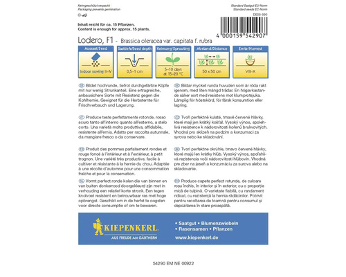Balíček semien červenej kapusty Lodero F1