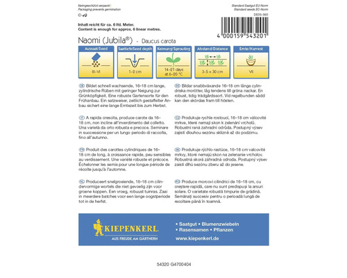 Balíček semien mrkvy Naomi Jubila