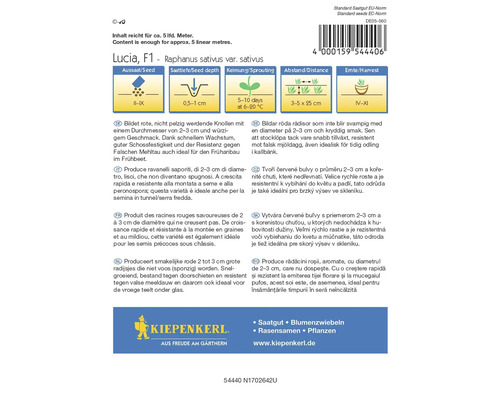 Balíček semien reďkovky Lucia F1