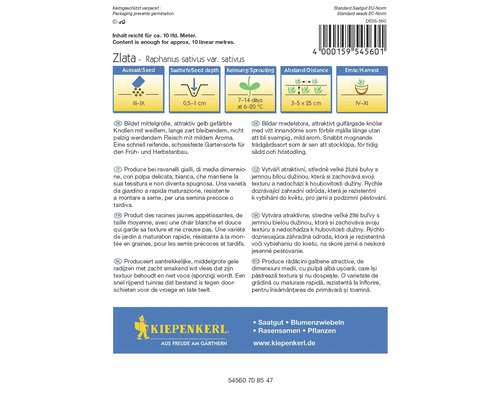 Balenie semien reďkovky Zlata