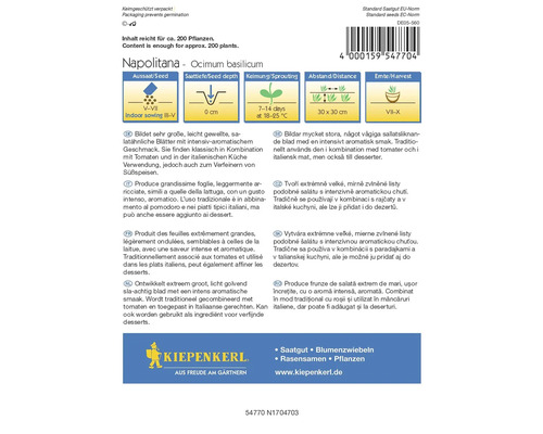 Balenie semien bazalky Napolitana