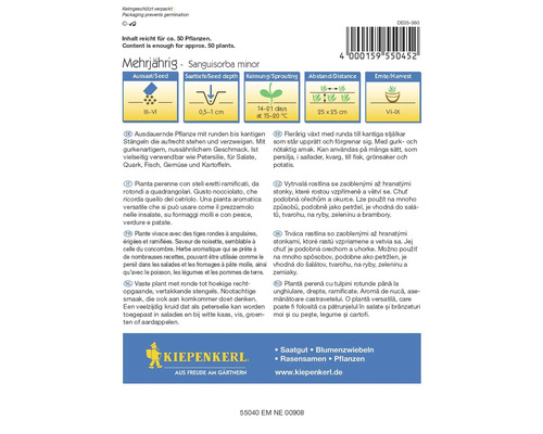 Viacročná semená Sanguisorba minor s informáciami o siatí, hĺbke siatia, klíčenie, vzdialenosti a zbere