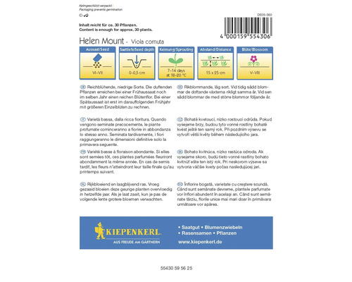 Balenie semien Helen Mount Viola cornuta