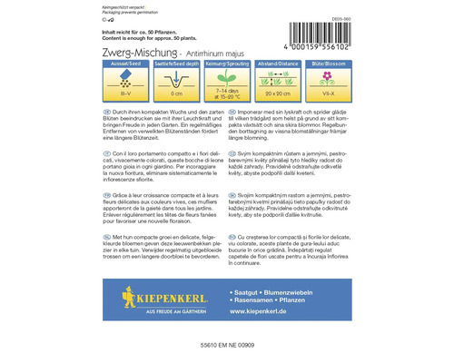 Zwerg-Mischung Antirrhinum majus vrecúško semien