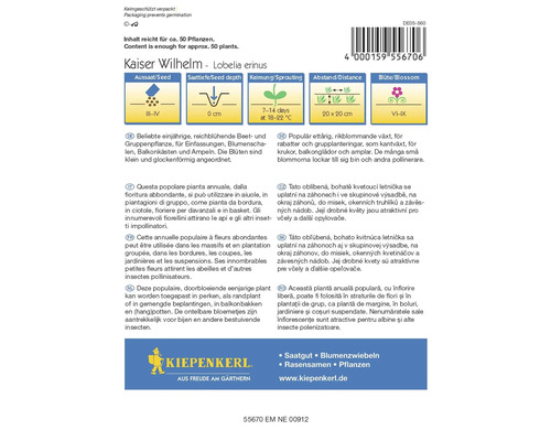 Balíček semien Kaiser Wilhelm Lobelia erinus