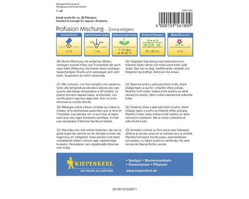 Profusion Mischung Zinnia elegans vrecúško so semenami