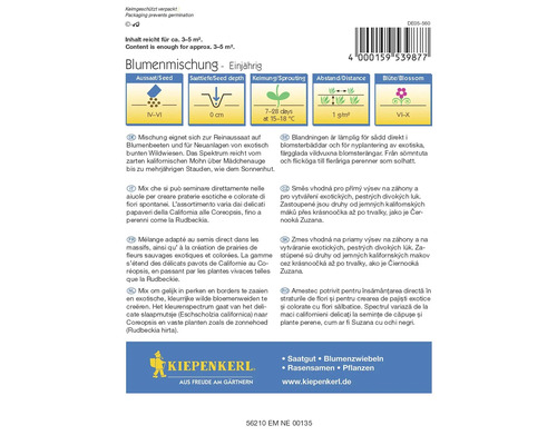 Zmes kvetov jednoročná, vhodná pre záhony a divoké lúky