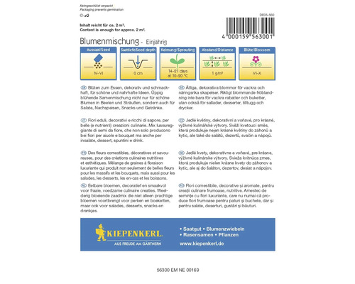 Balenie osiva kvetinovej zmesi, jednoročné