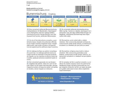 Zmes semien kvetov pre jednoročné, nízko rastúce, voňajúce kvety