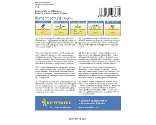 Zmes semien kvetov pre približne 80 rastlín, jednoročná