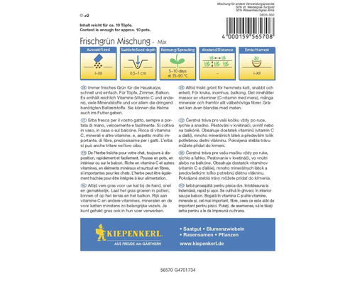 Zmes čerstvej zelene pre mačky, obsah pre približne 10 kvetináčov