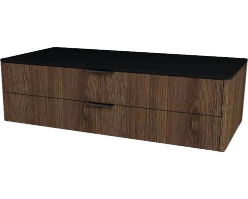 Kúpeľňová skrinka pod umývadlo Devo Lotos bronzová/čierna 110 x 31 x 53 cm LF-SUW2S110x31-F115 Spodná skrinka s dvoma zásuvkami a čiernym krytom