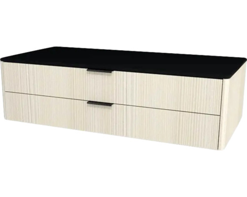Kúpeľňová skrinka pod umývadlo Devo Lotos krémovo biela/čierna 110 x 31 x 53 cm LF-SUW2S110x31-F98 Skrinka s dvomi zásuvkami a hornou doskou