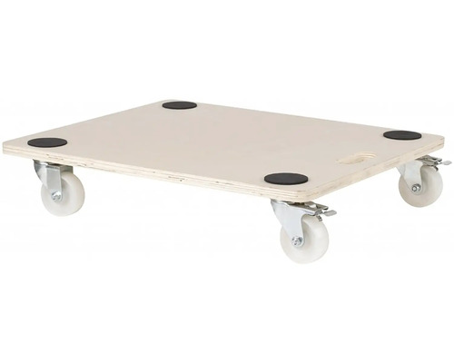 Prepravná doska pre mäkké podlahy 59x49 cm, nosnosť 300 kg, 2x koliesko s brzdou Drevená pohyblivá doska so štyrmi kolieskami
