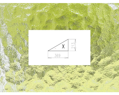 Náhradné sklo 94X-L pre skleník LIMES Praktik 36,9 x 21,3 cm malý trojuholník ľavý Technický nákres trojuholníka s rozmermi