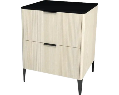 Kúpeľňová skrinka pod umývadlo Devo Lotos krémovo biela/čierna 60 x 76 x 53 cm LF-SUS2S60x76-F98 Nočný stolík s dvoma zásuvkami a nožičkami