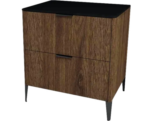 Kúpeľňová skrinka pod umývadlo Devo Lotos bronzová/čierna 70 x 76 x 53 cm LF-SUS2S70x76-F115 Nočný stolík s dvomi zásuvkami a nohami