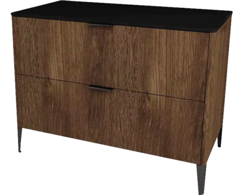 Kúpeľňová skrinka pod umývadlo Devo Lotos bronzová/čierna 100 x 76 x 53 cm LF-SUS2S100x76-F115 Komoda s dvomi zásuvkami a dreveným dekorom