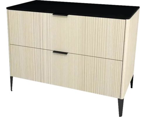 Kúpeľňová skrinka pod umývadlo Devo Lotos krémovo biela/čierna 100 x 76 x 53 cm LF-SUS2S100x76-F98 Komoda s dvomi zásuvkami a nožičkami