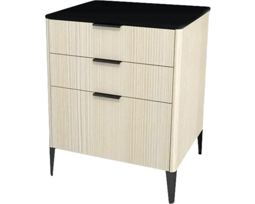 Kúpeľňová skrinka pod umývadlo Devo Lotos krémovo biela/čierna 60 x 76 x 53 cm LF-SUS3S60x76-F98 Nočný stolík s tromi zásuvkami a policou