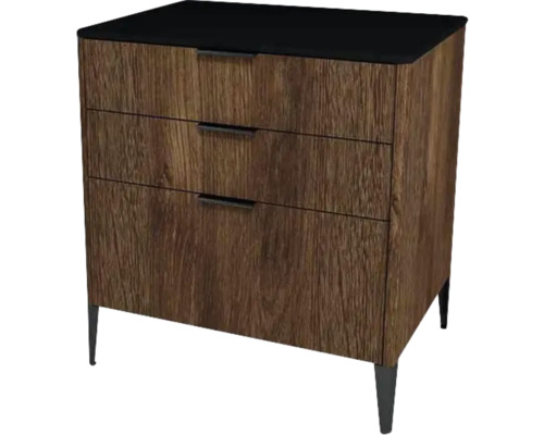 Kúpeľňová skrinka pod umývadlo Devo Lotos bronzová/čierna 70 x 76 x 53 cm LF-SUS3S70x76-F115 Komoda s tromi zásuvkami a nožičkami