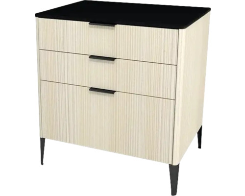 Kúpeľňová skrinka pod umývadlo Devo Lotos krémovo biela/čierna 70 x 76 x 53 cm LF-SUS3S70x76-F98 Komoda s tromi zásuvkami a nohami