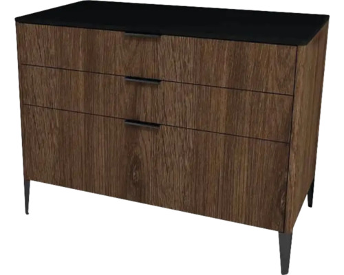 Kúpeľňová skrinka pod umývadlo Devo Lotos bronzová/čierna 100 x 76 x 53 cm LF-SUS3S100x76-F115 Komoda s tromi zásuvkami a nožičkami