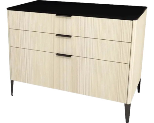 Kúpeľňová skrinka pod umývadlo Devo Lotos krémovo biela/čierna 100 x 76 x 53 cm LF-SUS3S100x76-F98 Komoda s tromi zásuvkami a čiernou doskou