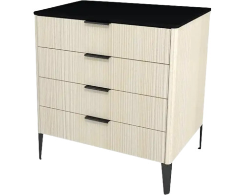 Kúpeľňová skrinka pod umývadlo Devo Lotos krémovo biela/čierna 70 x 76 x 53 cm LF-SUS4S70x76-F98 Komoda so štyrmi zásuvkami a nožičkami