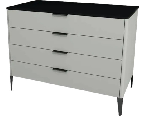 Kúpeľňová skrinka pod umývadlo Devo Lotos oceľovo sivá/čierna 100 x 76 x 53 cm LF-SUS4S100x76-F105 Komoda so štyrmi zásuvkami a nožičkami