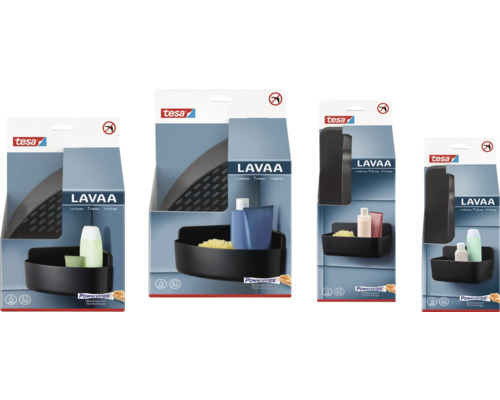 Tesa Lavaa sprchové police rôznych veľkostí v produktovom balení