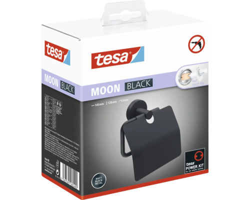 Balenie čierneho držiaka toaletného papiera Tesa Moon z kovu