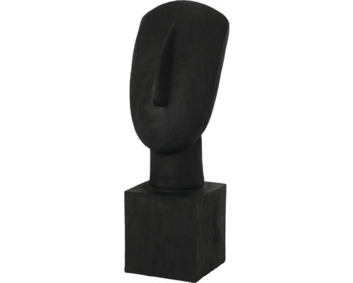 Dekoratívna figúrka v tvare štylizovanej tváre z dreva na podstavci