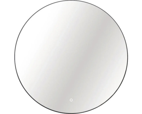 LED Okrúhle zrkadlo do kúpeľne v čiernom ráme ROUND LINE BACKLIGHT s dotykovým senzorom a vyhrievacou podložkou 100 x 100 cm