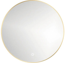 LED Okrúhle zrkadlo do kúpeľne v zlatom ráme ROUND LINE BACKLIGHT s dotykovým senzorom a vyhrievacou podložkou 100 x 100 cm