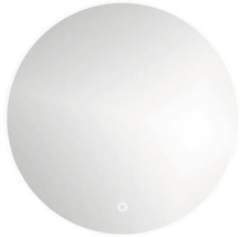 LED Okrúhle zrkadlo do kúpeľne v bielom ráme ROUND LINE BACKLIGHT s dotykovým senzorom a vyhrievacou podložkou 100 x 100 cm