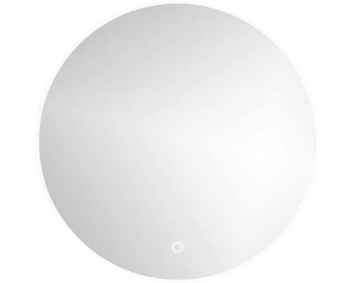 LED Okrúhle zrkadlo do kúpeľne v bielom ráme ROUND LINE BACKLIGHT s dotykovým senzorom a vyhrievacou podložkou 100 x 100 cm