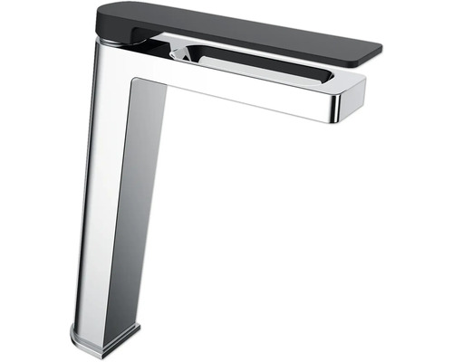 Vysoká umývadlová batéria z chrómovaného kovu s ovládacím prvkom